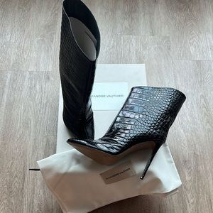 ALEXANDRE VAUTHIER CROC BOOTIES BLACK